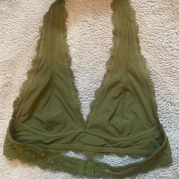 New - Free People - Olive Green Lace Halter Bralette - Medium - Picture 4 of 4